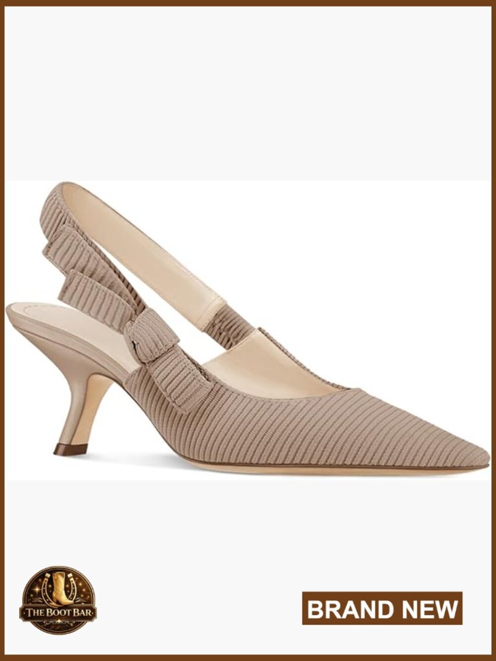Kitten Heel Slingback Pumps with Bow - Knitted Dress Shoes for Work